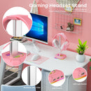 RGB Headset Stand with 3 USB 2.0 Ports Gaming PC Headphone Holder (Pink) Newly