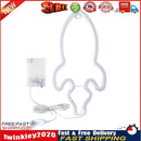 Desktop LED Neon Light Rocket Shape Flashing Night Lamp Home Bar Decor (D) Newly