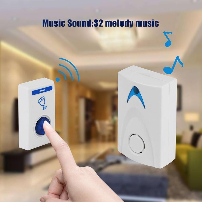 LED Wireless Chime Door Bell Doorbell Wireless Remote Control 32 Tune Songs