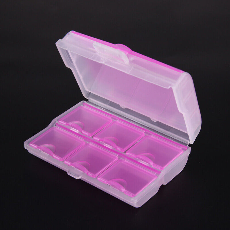 Travel Tablet Pill Medicine Dual Layer 6 Compartments Dispenser Box(Pink)