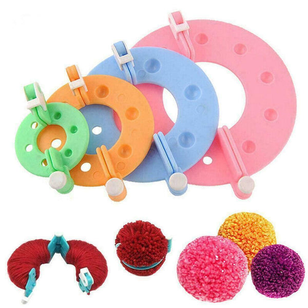 Pompom Maker Kit Knitting Crafts 4 Different Sizes Ball 8PC Making Tools Q5H3
