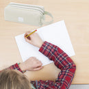 Large Capacity Pencil Case Bags Zipper Solid Stationery Box (Light Grey)