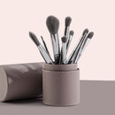 PU Waterproof Makeup Brush Storage Case Circular Pen Holder Box (Grey) Newly