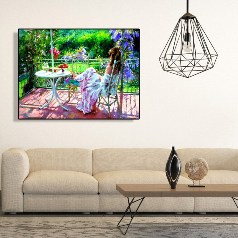 DIY Digital Oil Painting By Numbers Kits Garden Girl Picture Wall Art Room Decor