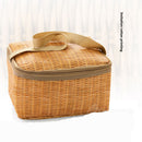 Portable Wicker Rattan Camping Picnic Bags Insulated Thermal Lunchbox Bag