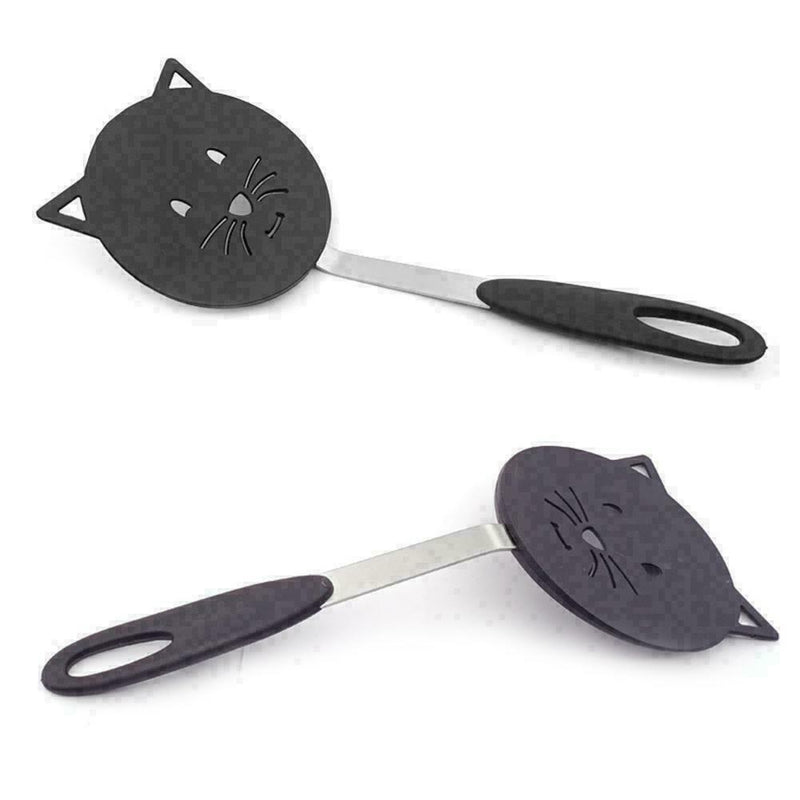 Cute Cat Spatula Black Nylon Nonstick Spatula Heat Z4M6 Flipper Resistant J3B7