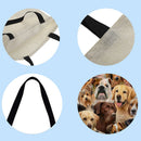 LI Q P R Dog Motive Shopping Bag, Linen, Casual, Large Capacity, 40x40