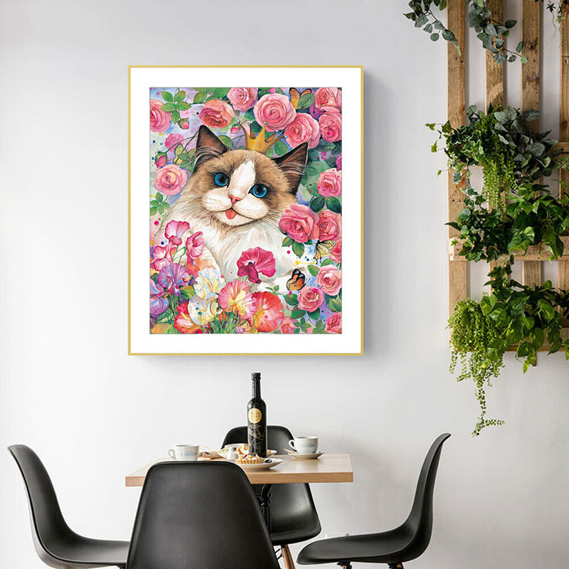 40x56cm Cross Stitch Full Embroidery Kit Cat Animal Stamped Home Art Decoration
