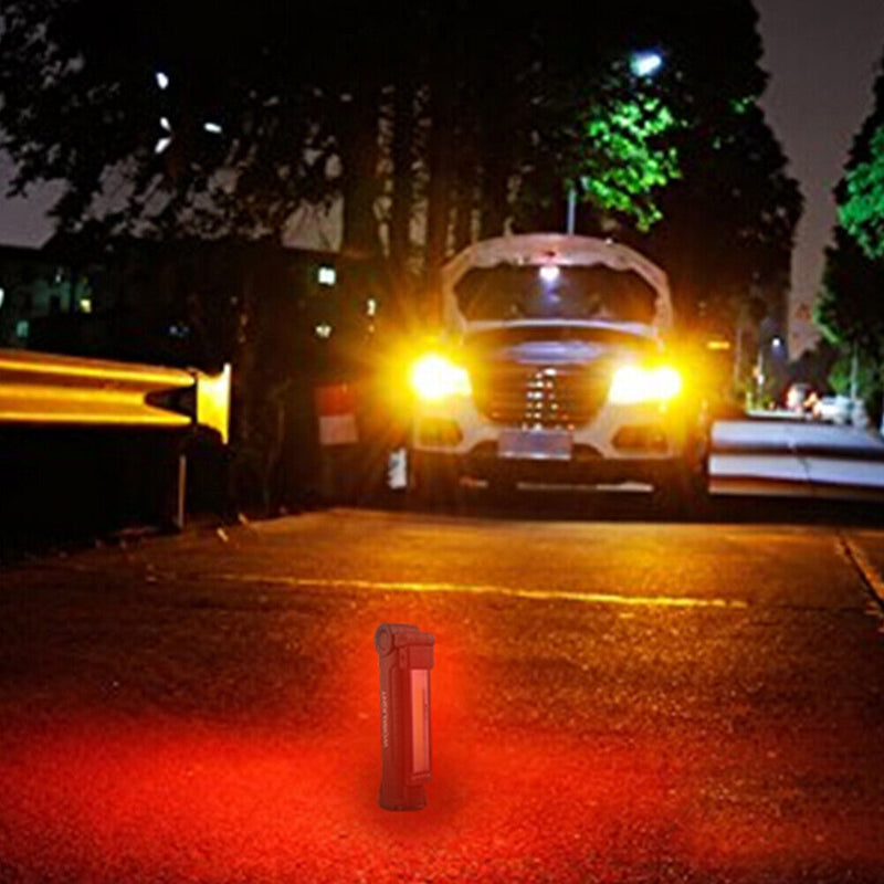 LED COB Folding Working Light w/ Magnetic USB Charging Camping Outdoor Flashlight