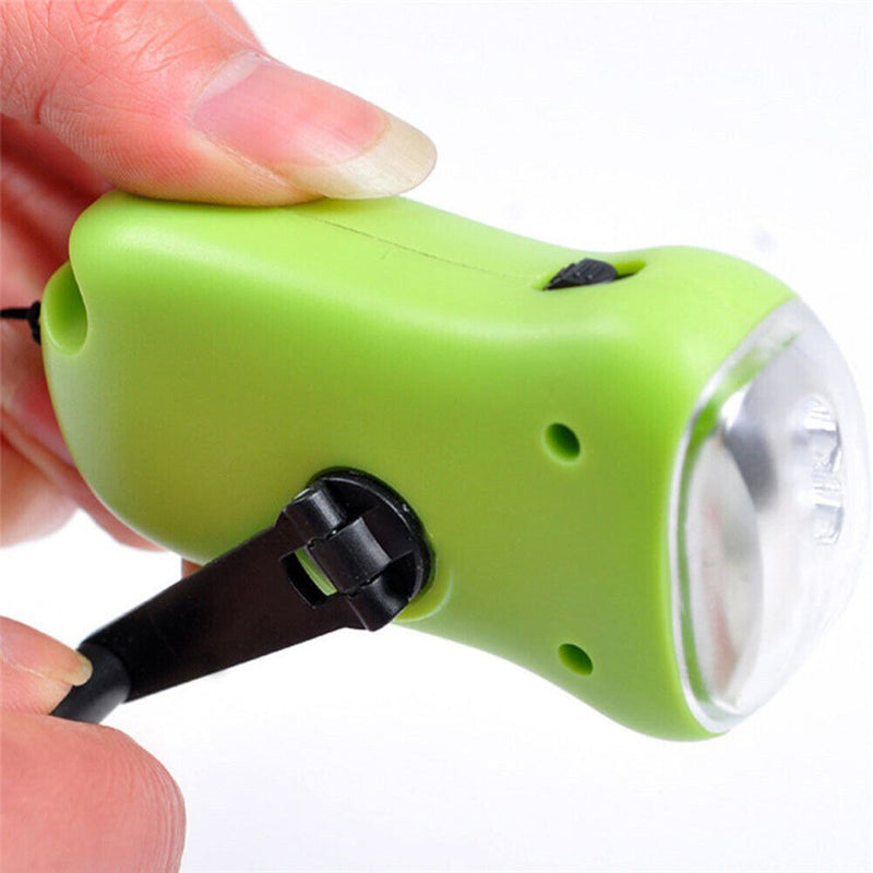 Hand Crank Solar Dynamo Torch Lamp Outdoor Emergency LED Flashlight (green)