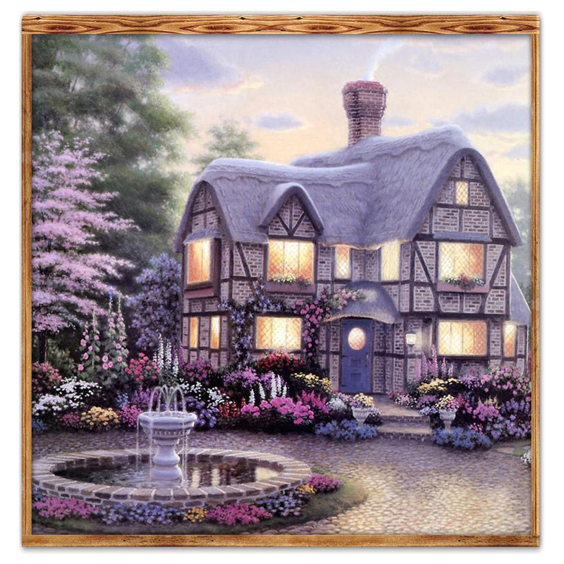 Newzeroin DIY 5D Diamond Painter Set, Complete Drill Lighting, Warm House, Kre