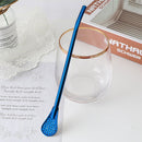 Stainless Steel Spoon Tea Filter Drinking Straw Bar Accessories (Blue)