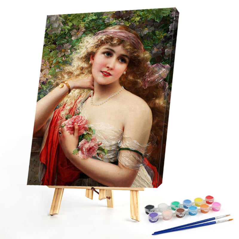 Noblewoman Oil Paint By Numbers Kit DIY Acrylic Painting on Canvas Frameless