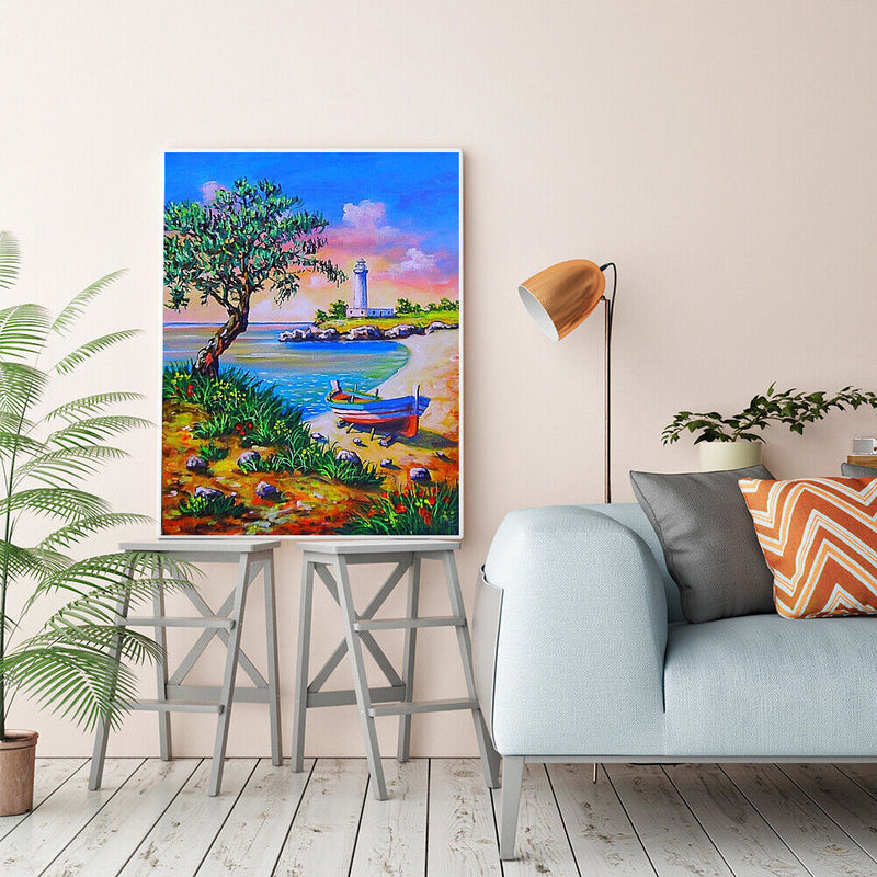 Seaside Oil Paint by Numbers Hand Painted Frameless Picture Home Art Ornament