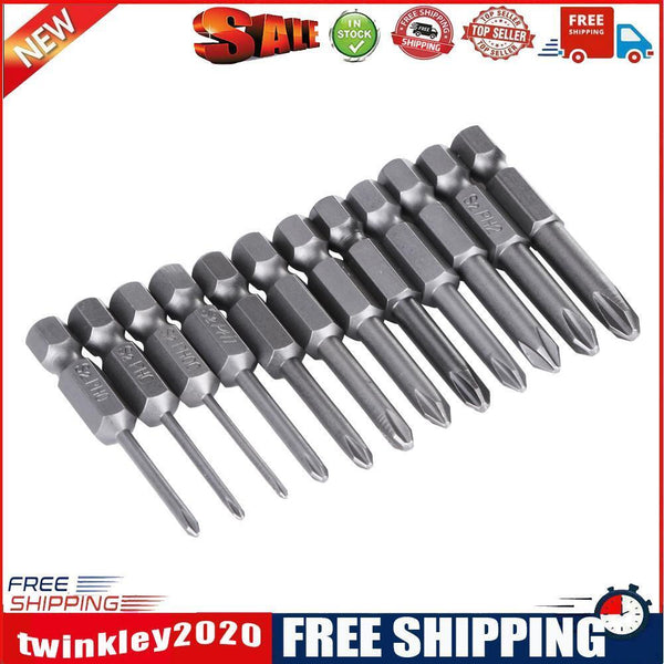 12pcs 50mm 1/4 Inch Hex Shank Magnetic Phillips Cross Screwdriver Bits