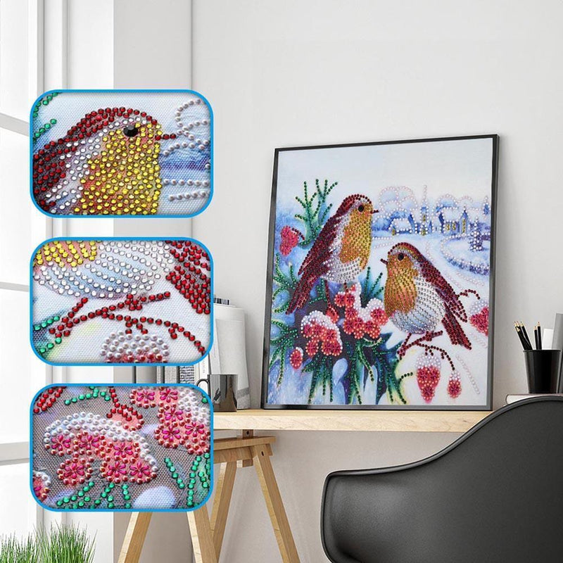 5D DIY Special Shaped Diamond Painting Spring Birds Cross Stitch Embroidery