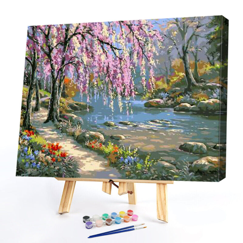 Y Painting by Numbers Romantic Creek Oil Painting on Canvas Hand Painted, Landscha
