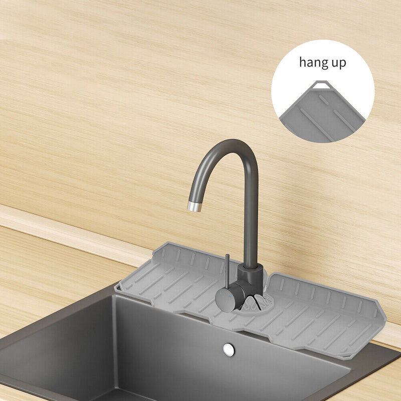 Kitchen Silicone Faucet Mat Sink Splash Guard Countertop Protector (Grey) Newly