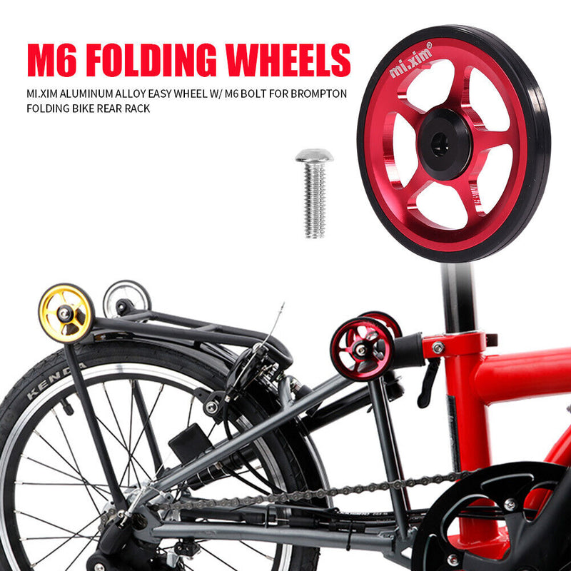 Mi.Xim Aluminum Easy Wheel with M6 Bolt for Brompton Folding Bike (Red) Newly