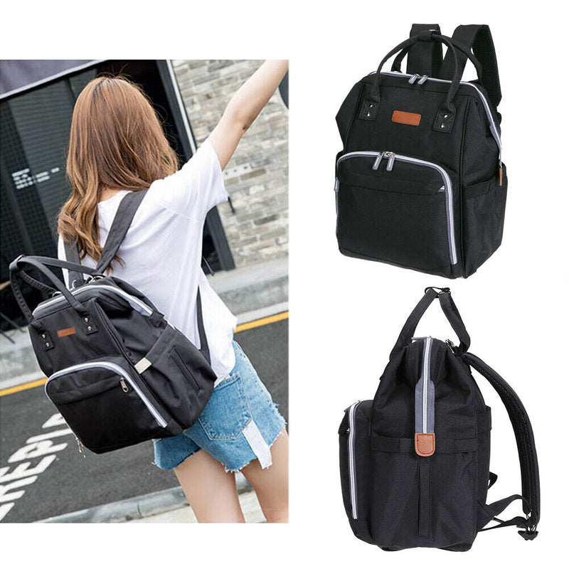 Multi-functional Mom Backpack Baby Diaper Large Capacity Travel Bag(Black)-