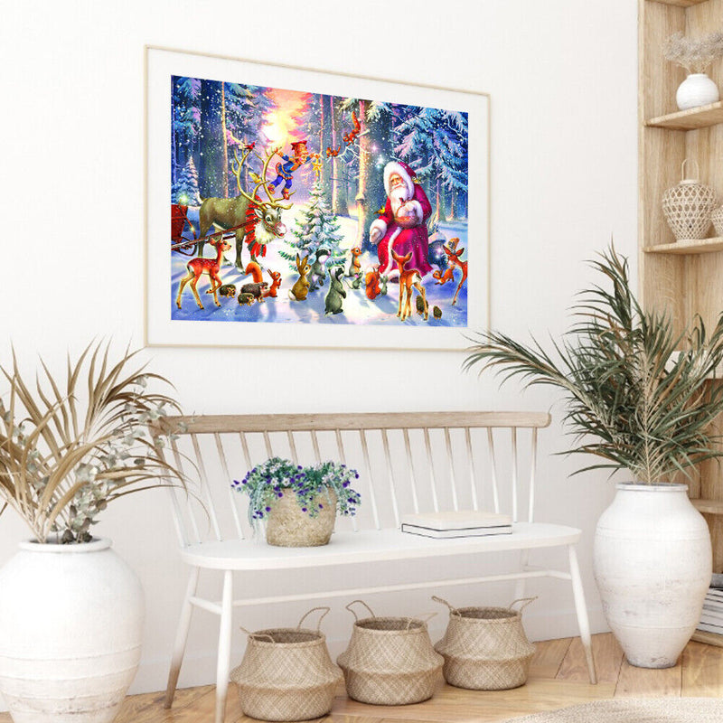 Santa Claus with Animal Oil Paint By Numbers Drawing DIY Home Decoration Gifts