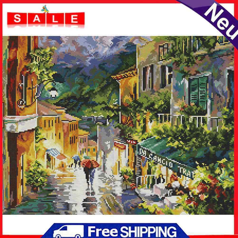 DIY Rain Street Printed Cross Stitch 14CT Stamped Full Embroidery Kits Crafts