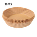 30pcs Air Fryer Steamer Paper Liners Baking Oil Paper Mat (Beige 16x4.5cm) Newly
