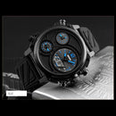 SKMEI Men Business Sports Fashion Waterproof Watches PU Strap Gift(Blue)