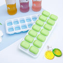 2*14 Grid Ice Cube Tray Mold DIY Popsicle Ice Cube Freezer with Cover Green