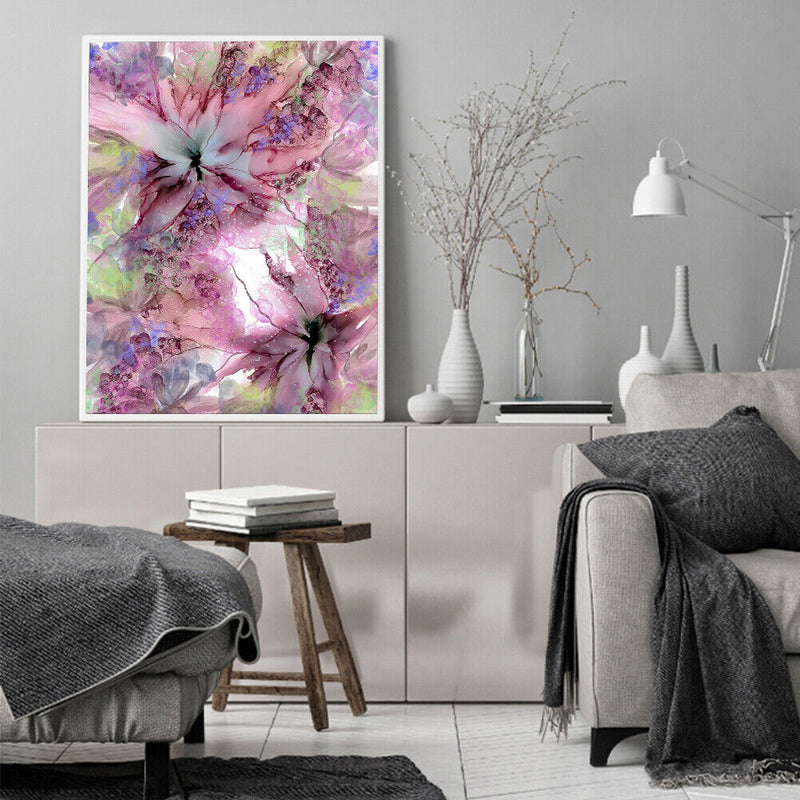 Pink Flower Oil Paint By Numbers Picture DIY Art Home Decoration Gift No Fr