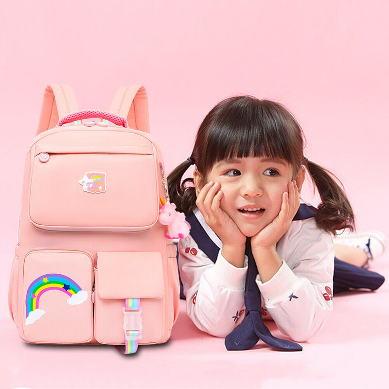 #A Korean Fashion Backpack Rainbow Shoulder Strap Teenage Girl Children Schoolba