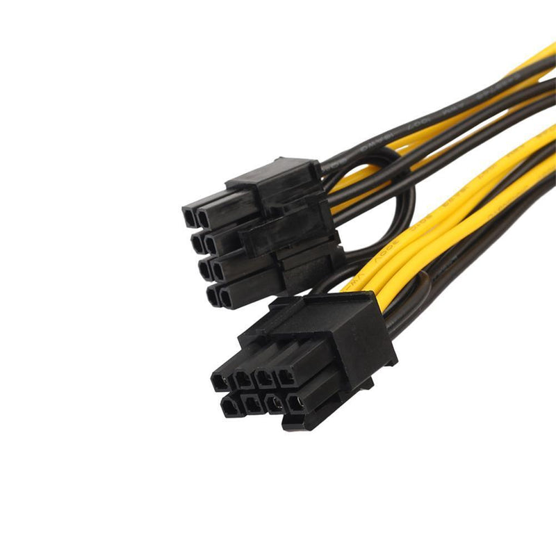 2pcs 6pin Female to Dual 8pin (6+2pin) Male Video Card Power Cable 20cm