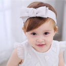Korean Stripe Bow Knot Baby Hair Band Infant Cute Elastic Headband(Grey)