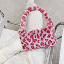 Women Plush Money Purse Retro Animal Pattern Underarm Handbag Plush Shoulder Bag