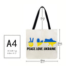 Peace Love Ukraine Printed Shoulder Shopping Bag Casual Large Tote Handbag Newly