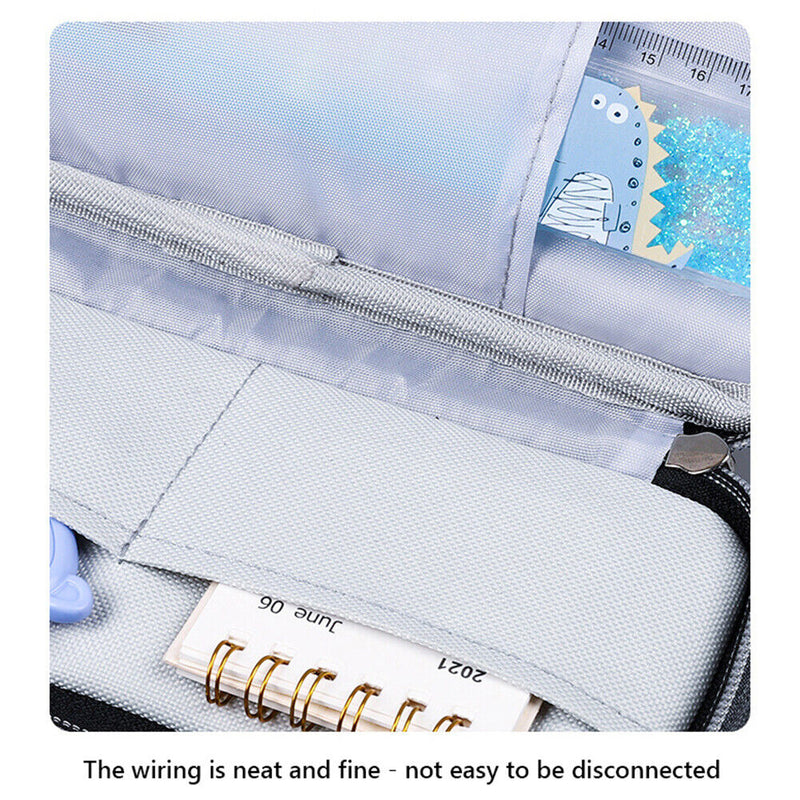 Multi-layer Canvas Pencil Pouch Holder Organizer Washable with Double Zippers