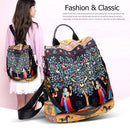 Fashion Print Multifunction Backpack Female Travel Anti-Theft Girls School Bags