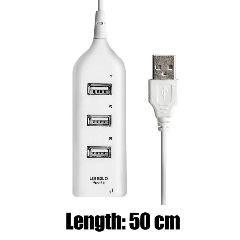 4 Port USB 2.0 Hub w/ 1.6-Foot Cable for PC Flash Drive Mobile HDD (White)