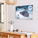 Frameless Oil Paint By Numbers DIY Snow Train Picture Craft Kit for Living Room