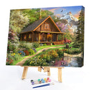 Paint By Numbers Kit DIY Lodge in Forest Colouring Oil Art Picture Craft