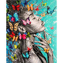 African Butterfly Black Woman Art Diamond Painting Kits Full Round D