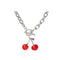 Diablo Punk Stainless Steel Cherry Pendant Clavicle Chain Hip Hop Necklace
