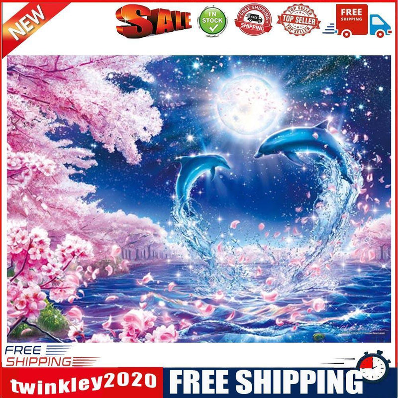Dolphin 5D Diamond Painting Embroidery DIY Cross Stitch Kit Home Needlework