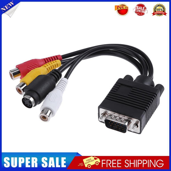 VGA to S-Video 3RCA Male to Female TV AV Out Converter Cable Adapter for PC