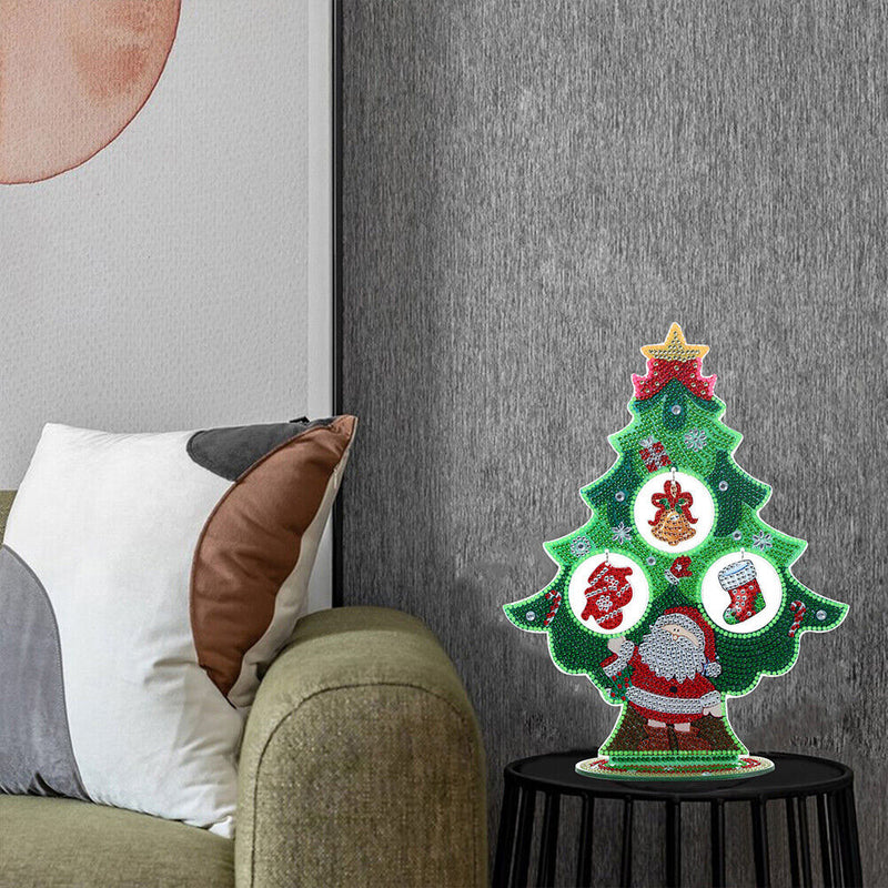 Christmas 5D DIY Luminous Diamond Xmas Tree Hanging Pendant Prop for Home Party