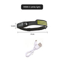 COB LED Sensor Headlight Flashlight USB Outdoor Camping Strong (C White)