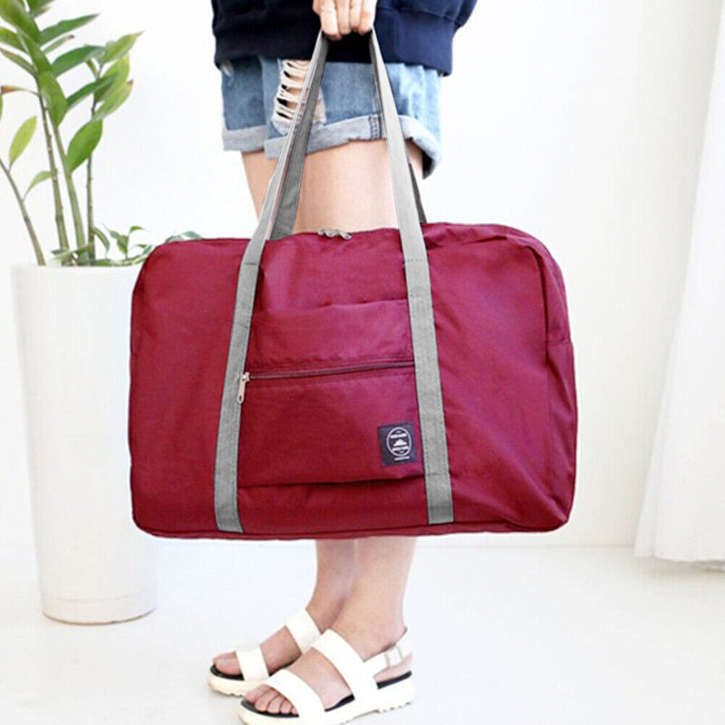Solid Color Waterproof Folding Travel Bag Lightweight Large Capacity Luggage