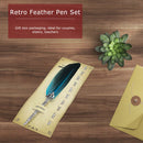Calligraphy Feather Dip Pen+5 Nib Writing Quill Fountain Pen (Lake Blue) Newly