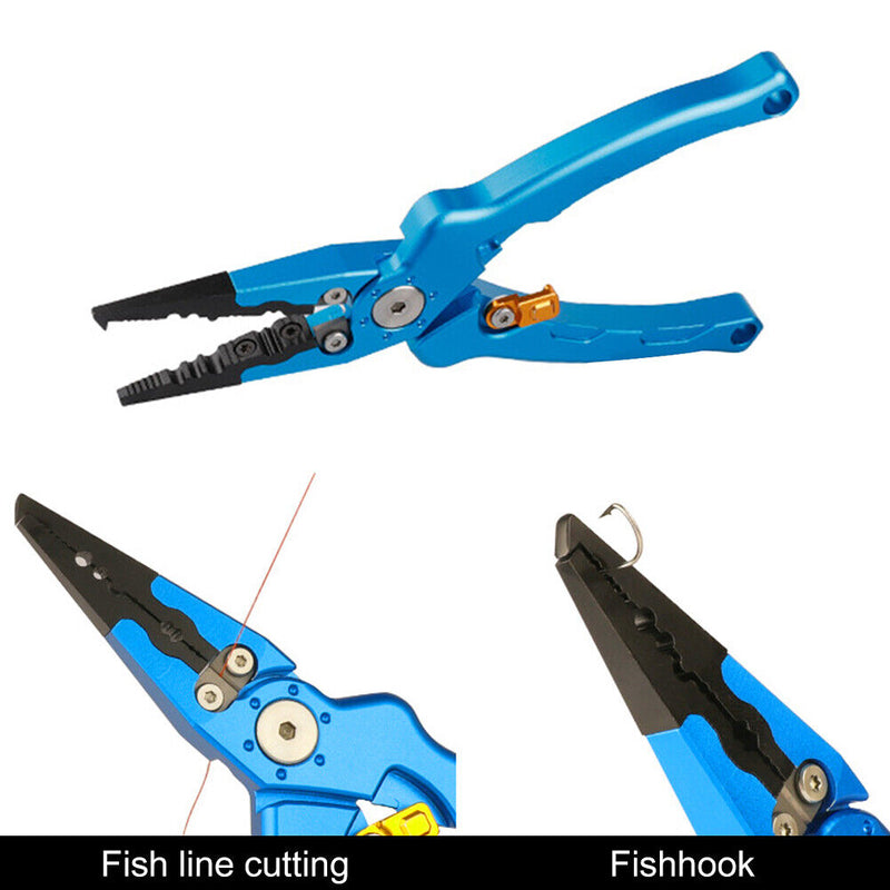 Fishing Pliers Scissors Braid Line Lures Cutter Hook Remover Tongs (Blue)