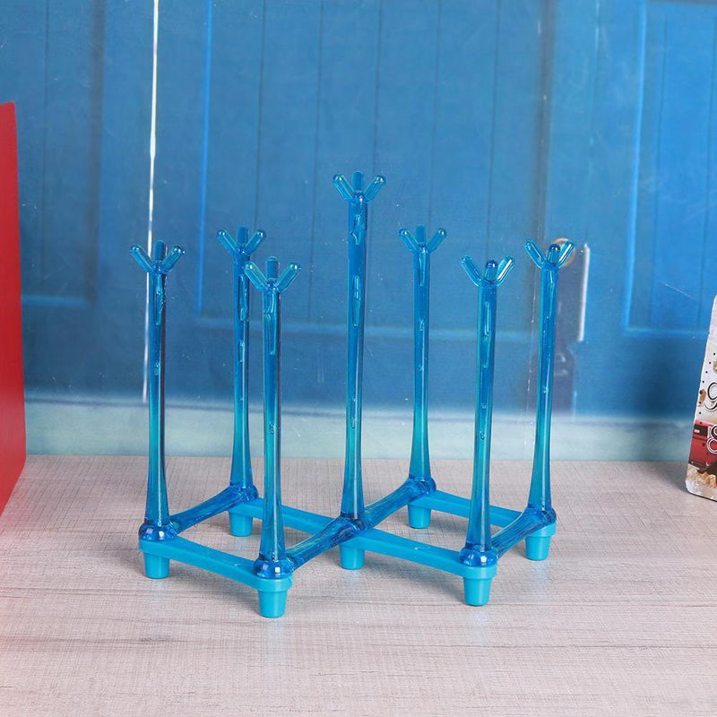 Glass Cup Bottle Drying Rack Drainer Shelf Holder Kitchen Organizer(Blue)
